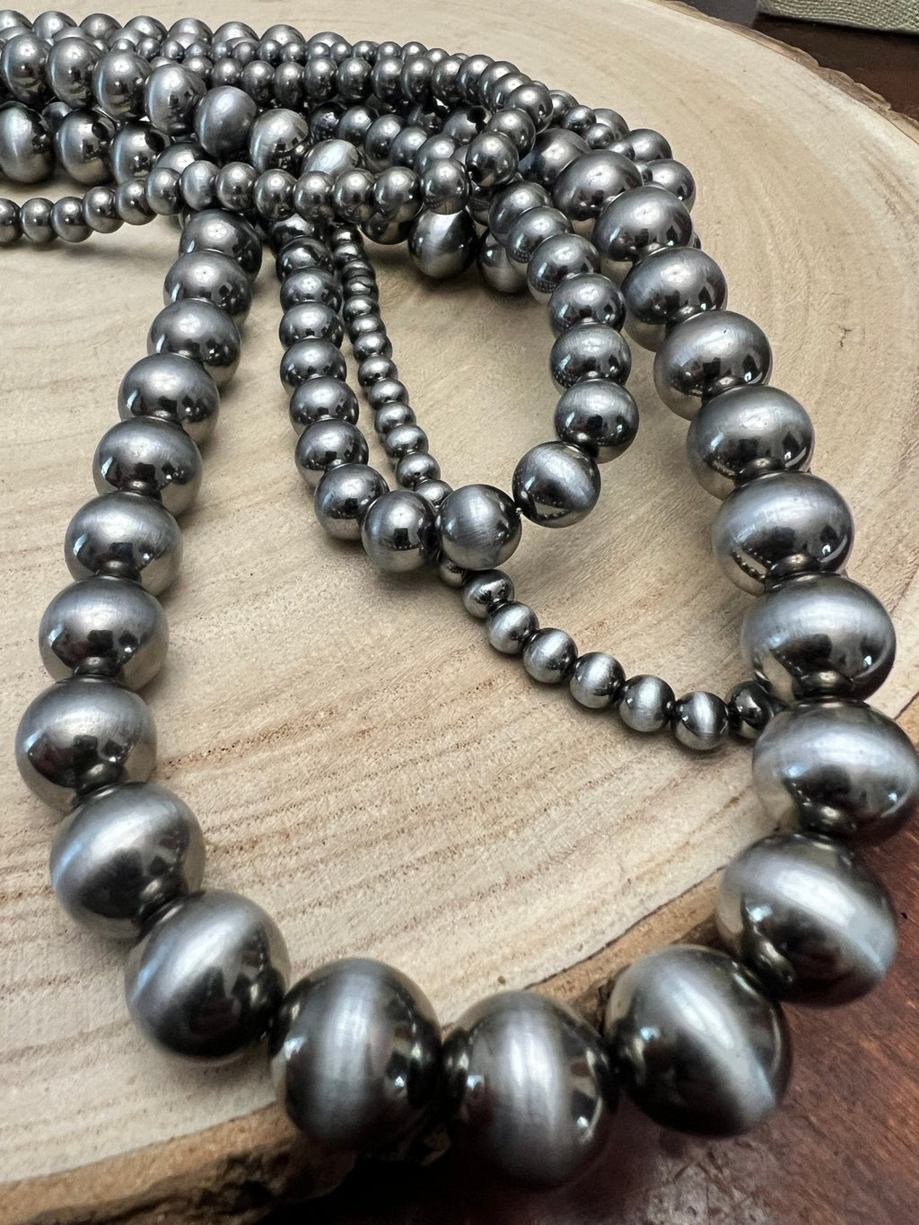 5-Strand Faux Sterling Pearl Western Necklace & Earring Set — Single-Clasp Layered