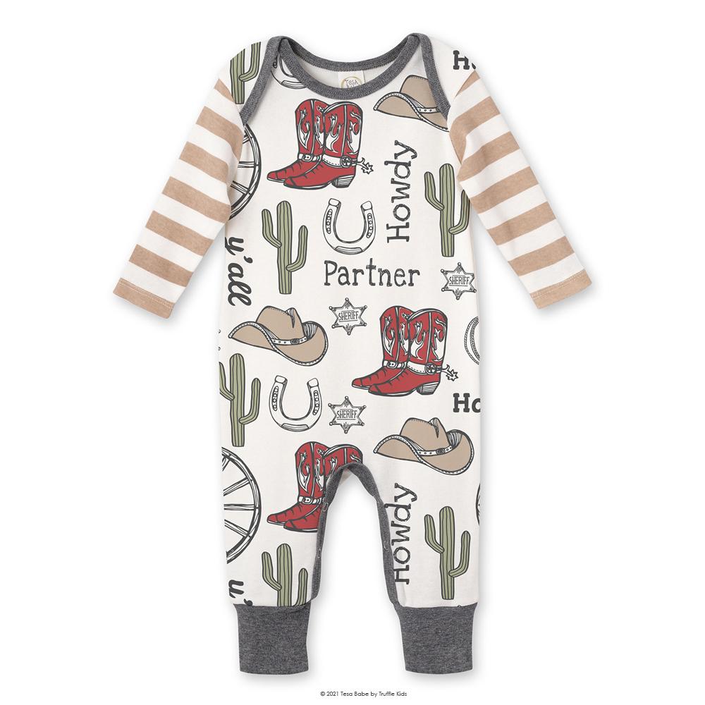 Western Cowboy Howdy Partner Cotton Romper by Tesa Baby