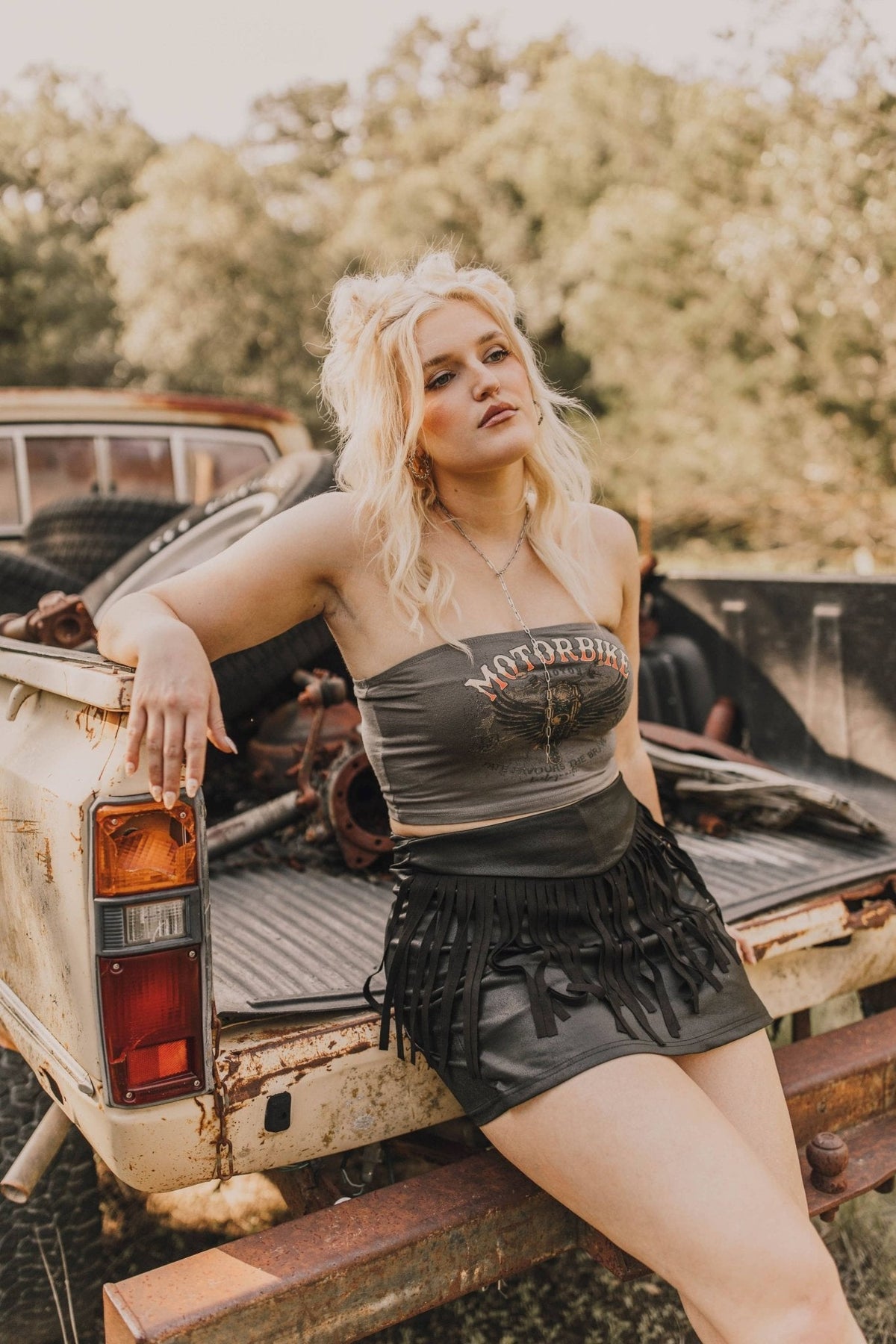2 Fly Co "Round Up" Fringed Vegan Leather Western Skort — Honky Tonk Ready