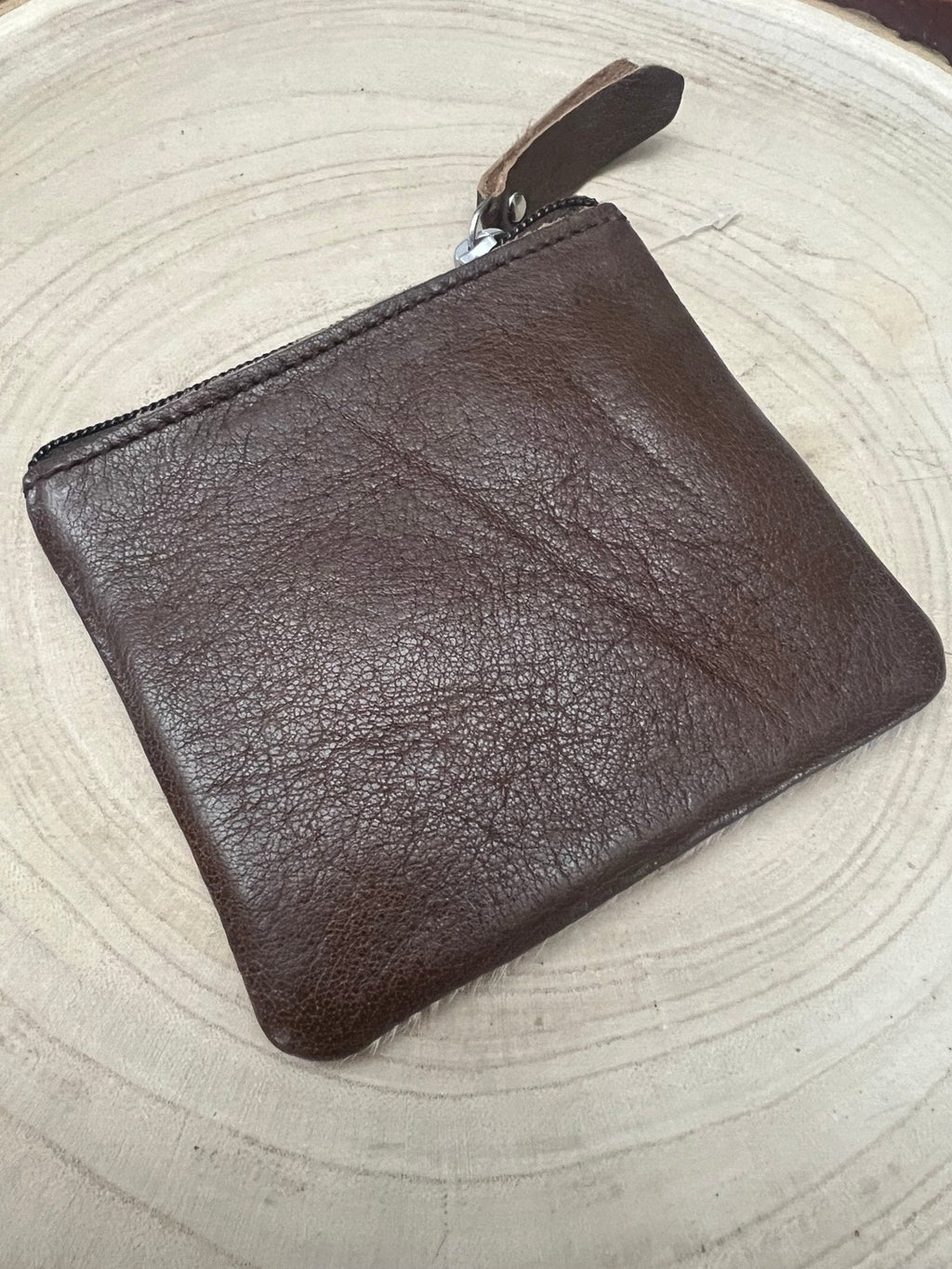 Tooled Leather & Cowhide Coin & Card Purse — Highland Cow Hair-on-Hide Theme (5" x 3")