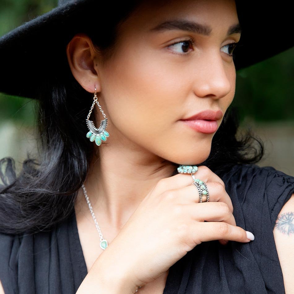 Triple Play Blue Turquoise & Sterling Silver Stack Ring