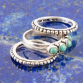 Triple Play Blue Turquoise & Sterling Silver Stack Ring