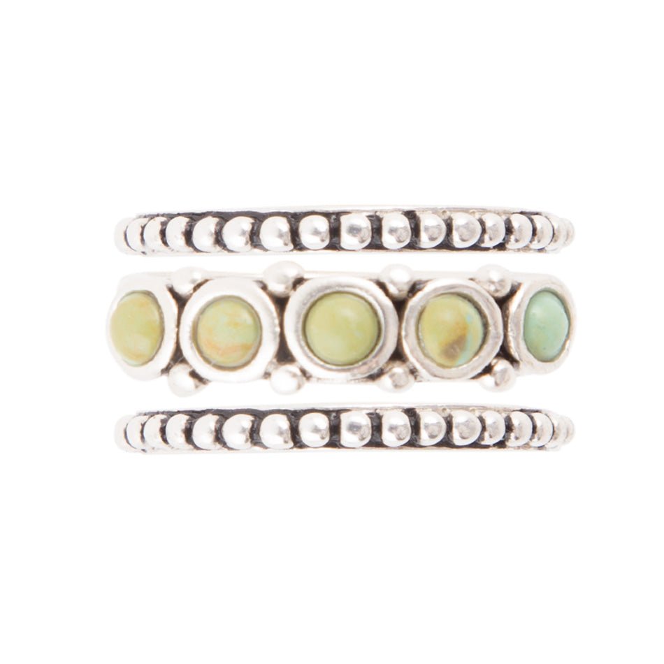 Triple Play Blue Turquoise & Sterling Silver Stack Ring