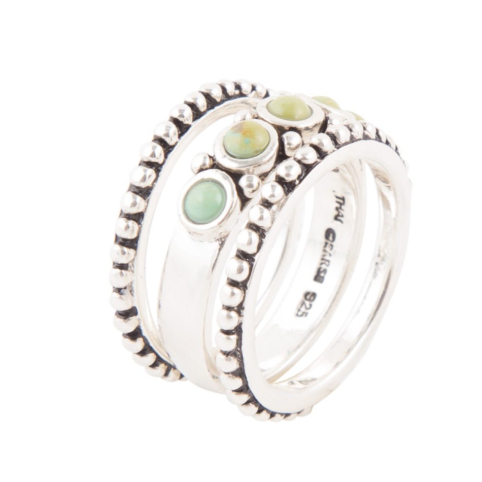 Triple Play Blue Turquoise & Sterling Silver Stack Ring