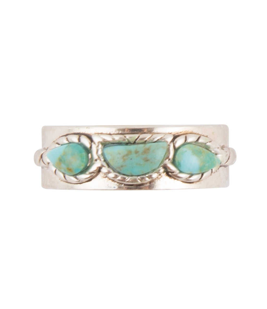 Triple Stone Simplicity Blue Turquoise & Sterling Silver Ring