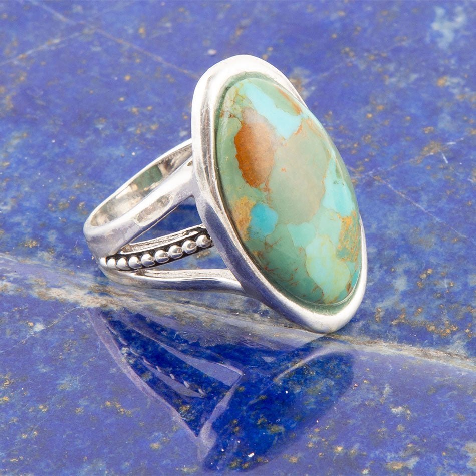 Blue Turquoise & Sterling Silver Oval Ring