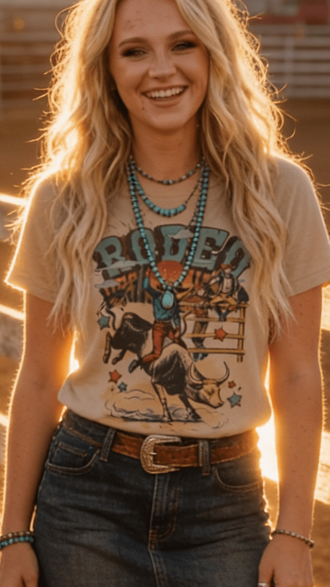 1/2 Penny Vintage Rodeo Bull Rider Western Tee