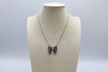 Western Bow Rhinestone Ribbon Necklace — Paperclip Chain with Western Pattern Ribbon (18 Inch)