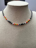Cylinder Seed Bead Choker with Faux Silver Pearls — Multicolor 15 Inch with Extender