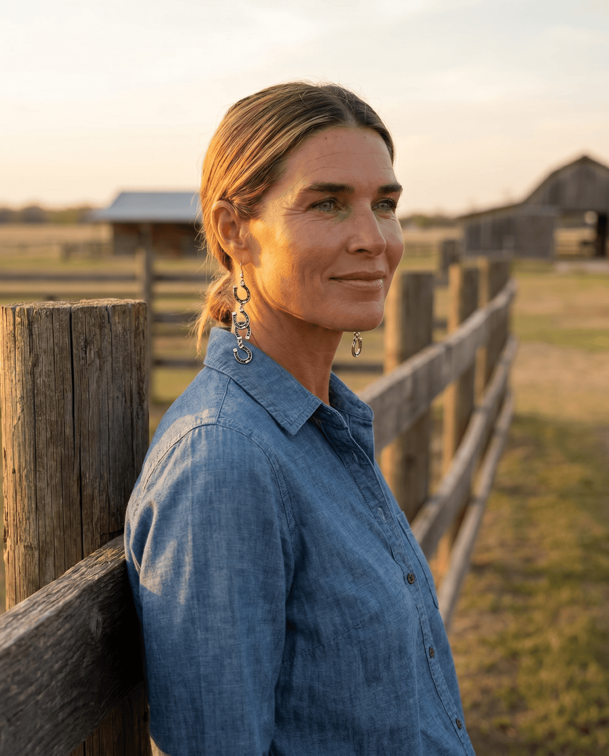 Western Horseshoe Dangle Earrings — Bold 3½" Statement Drop