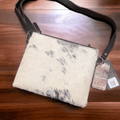 Hand-Tooled Genuine Hair-On Leather Crossbody Handbag — Full Grain Cowhide with YKK Zipper