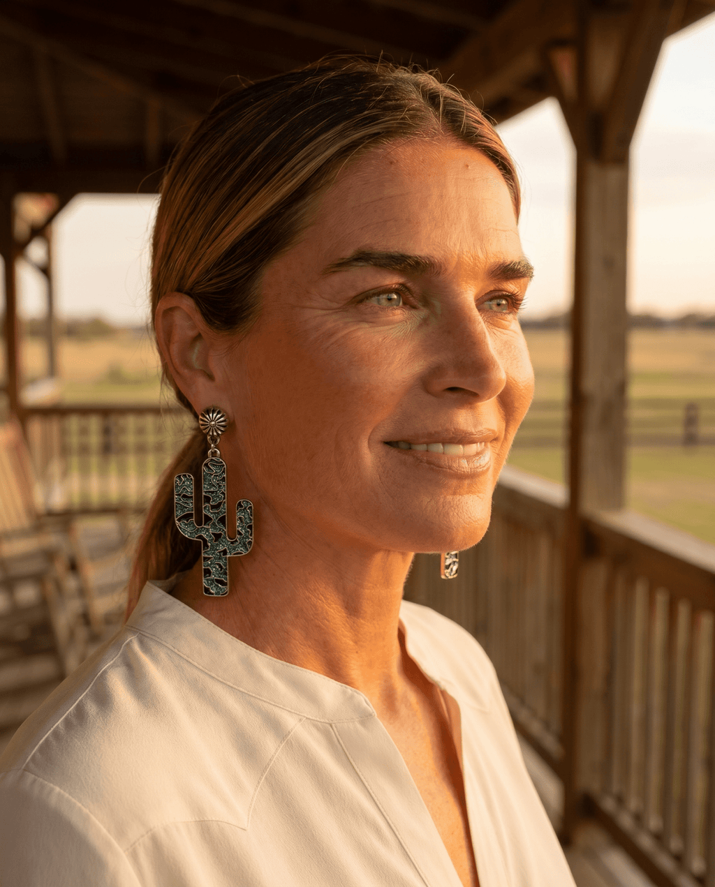 Glitter Enamel Cactus Dangle Earrings — Playful 2½" Drop