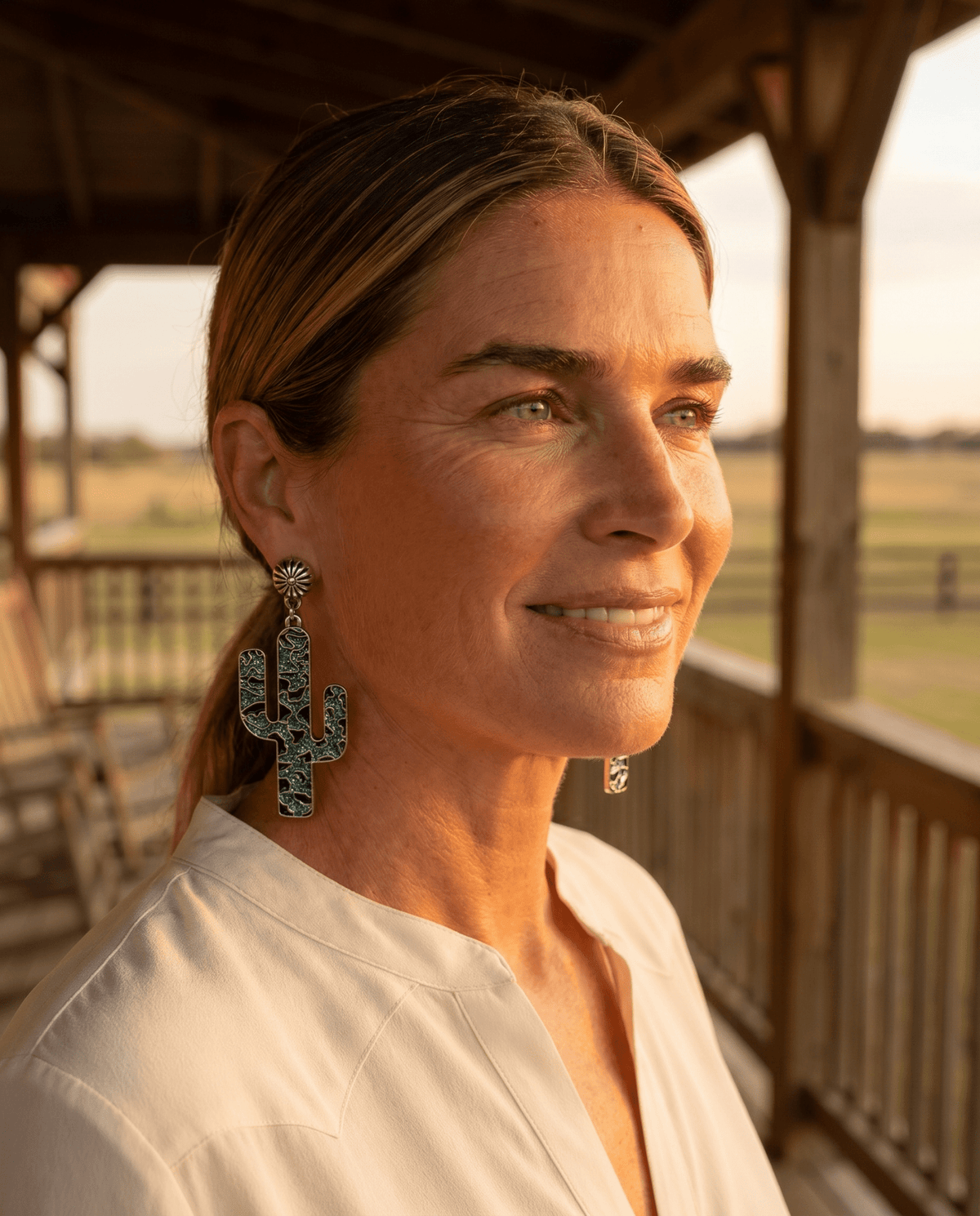 Glitter Enamel Cactus Dangle Earrings — Playful 2½" Drop