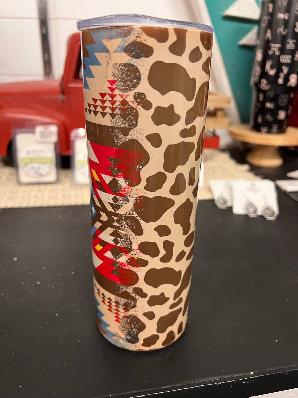 Western Pattern Insulated Tumbler (Lid & Straw Included)
