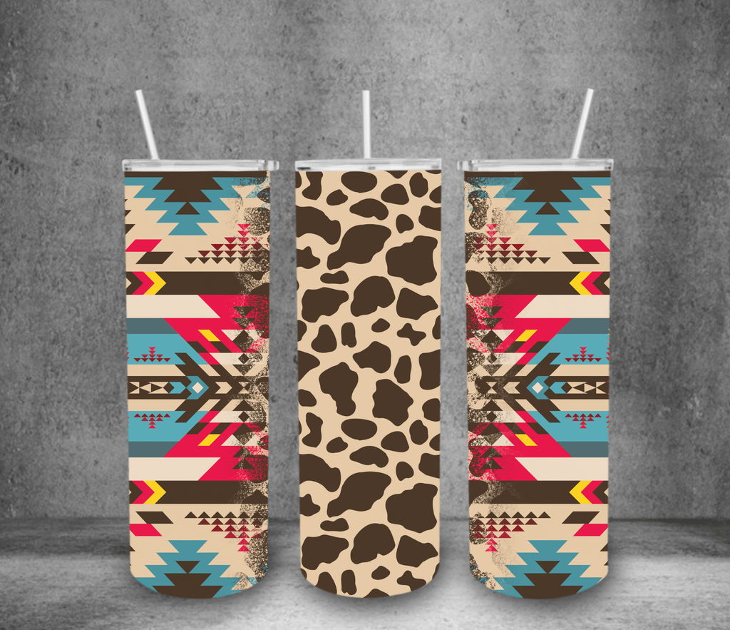 Western Pattern Insulated Tumbler (Lid & Straw Included)
