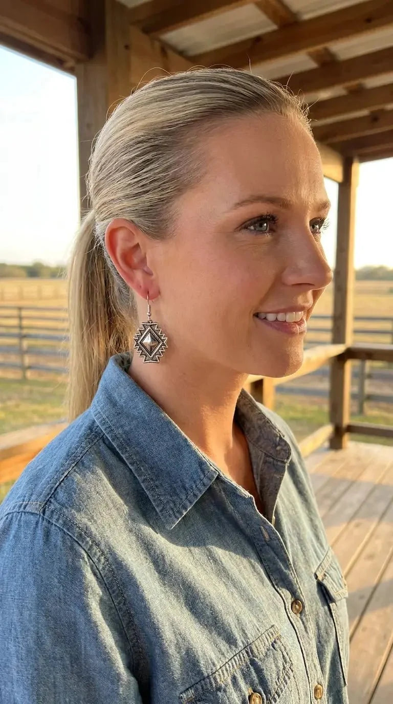 Southwestern Concho Dangle Earrings — 1½" Drop