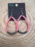 Teardrop Earrings with Pink Stones — 2½" Drop Southwestern Statement